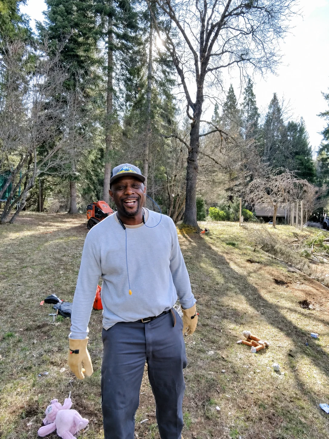 L. Stewart Services owner standing at a completed property cleanup in Weed, California